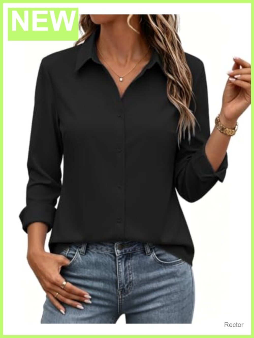 Women's Wrinkle-Resistant Button Down Shirt Long Sleeve Work Blouse